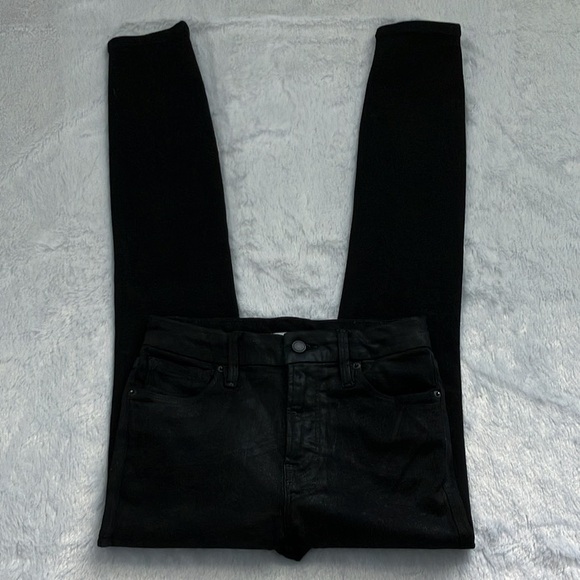 Good American Black GLCO001ST Good Legs Straight Coated Jeans, Size 26 - Picture 3 of 8